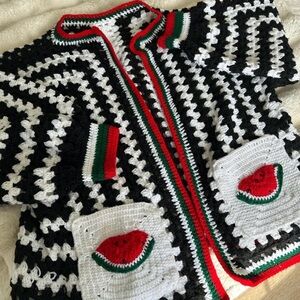 Hand Crochet Watermelon Cardigan 🍉
